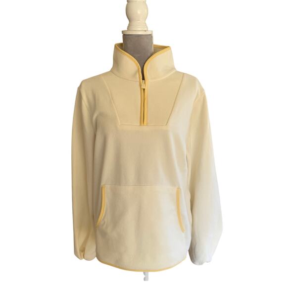 DUDLEY STEPHENS Terry Fleece Skylark Pullover Large Cream Yellow Trim158 - Picture 1 of 10
